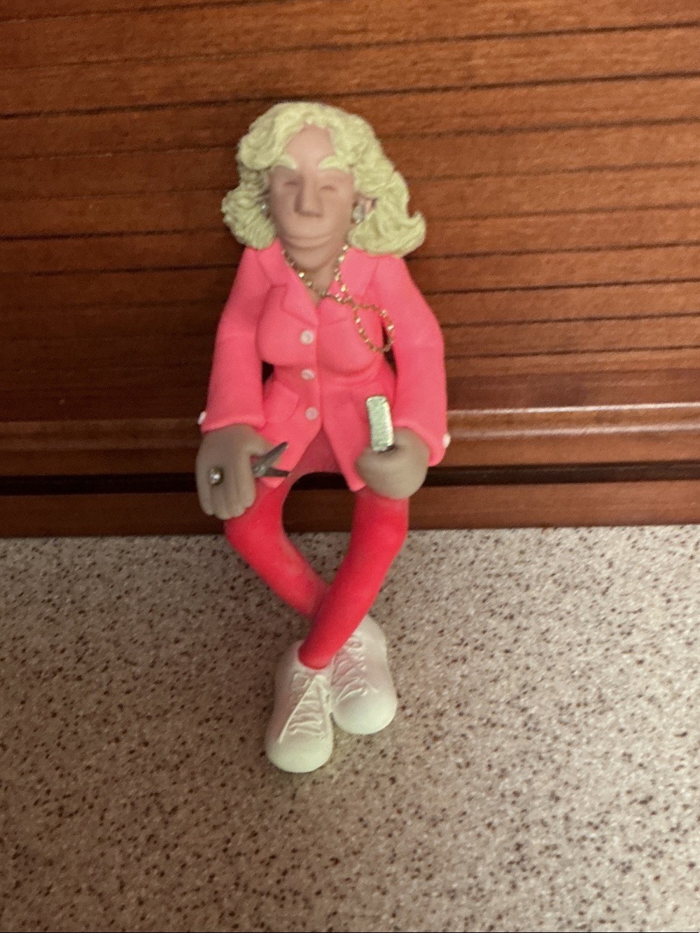 Decorative Women's Figurine in Pink Jacket with Pink Pants